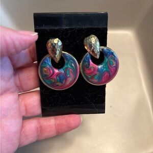Colorful Enameled Swirl Earrings